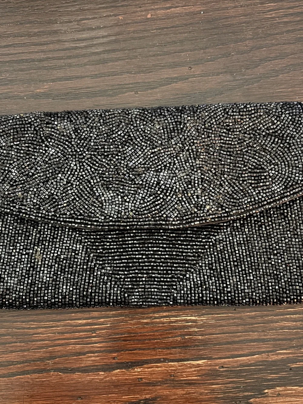 Vintage Schildkraut Black Beaded Clutch - Made in Japan